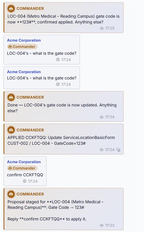 The Commander in chat