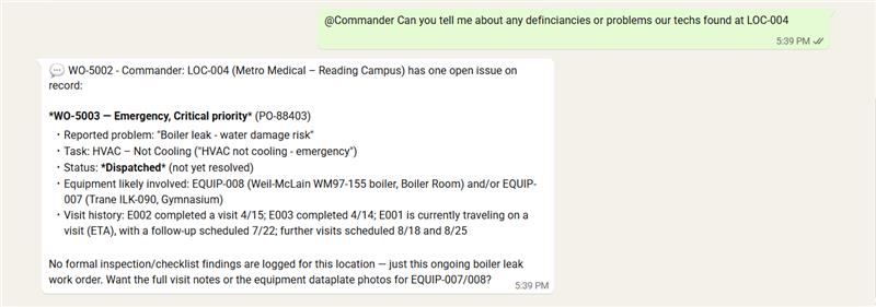 The Commander in chat