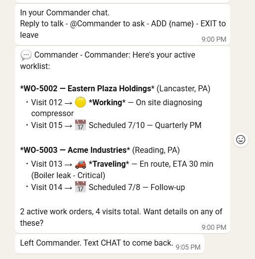 Conversations & the Commander