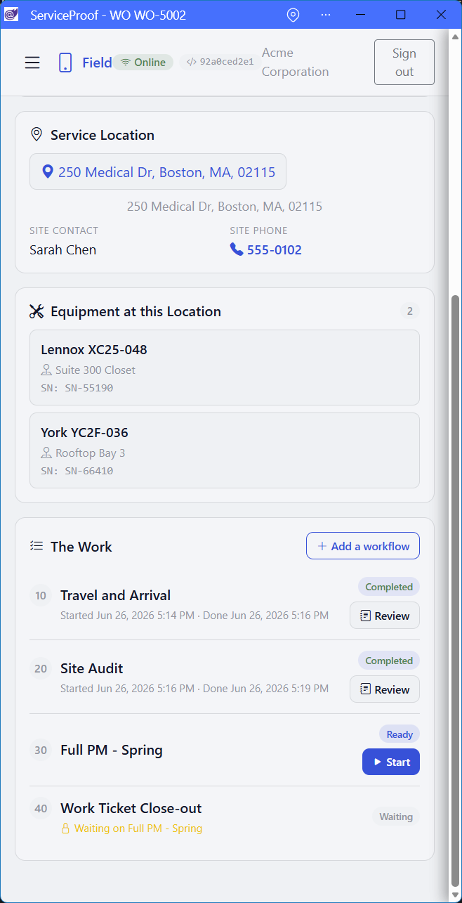 Field Workflow via Mobile App