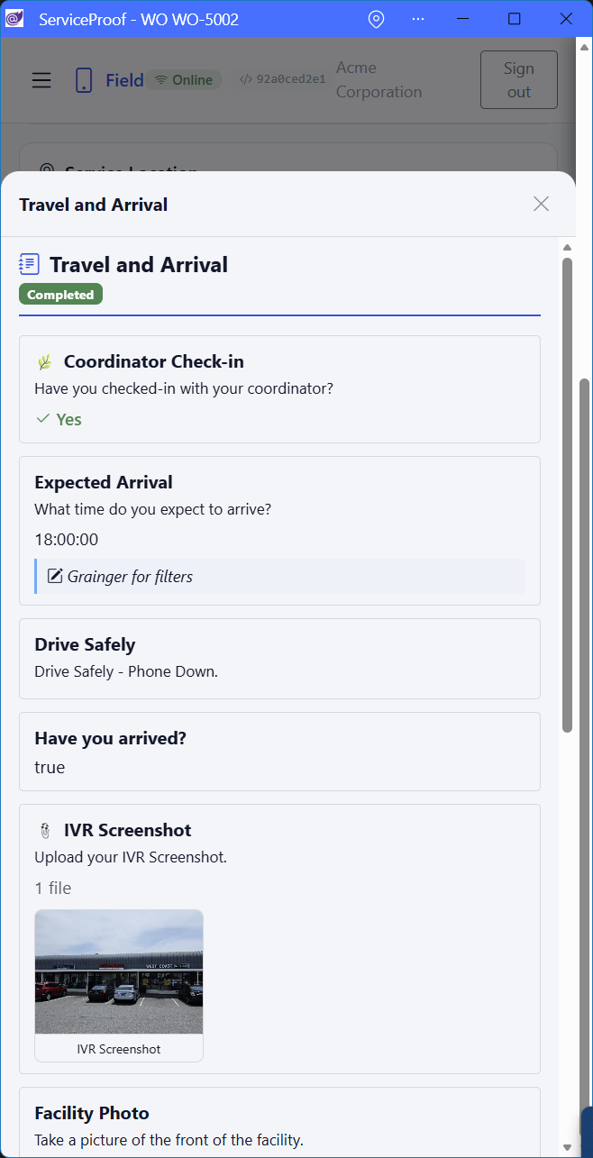 Field Workflow via Mobile App