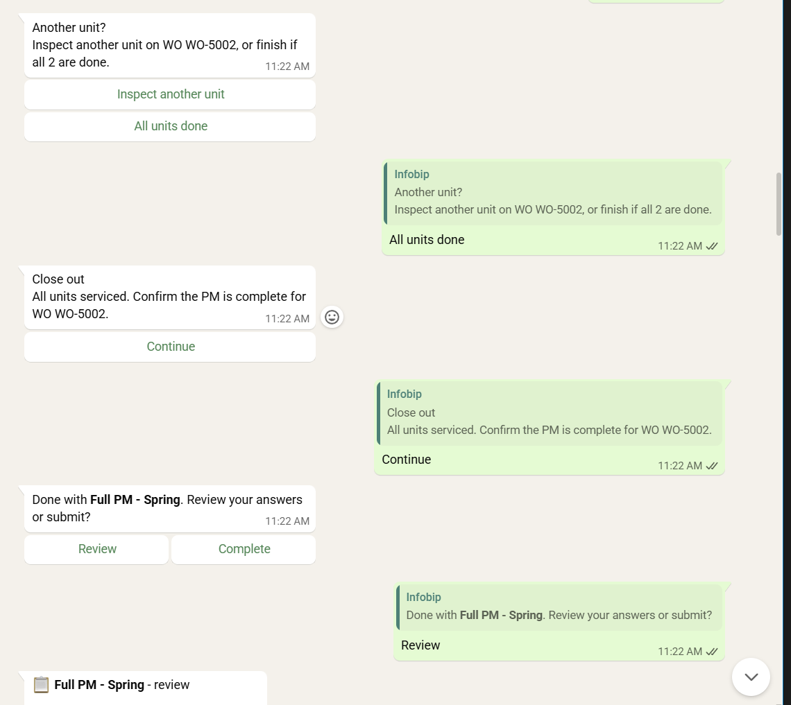 Field Workflow via WhatsApp