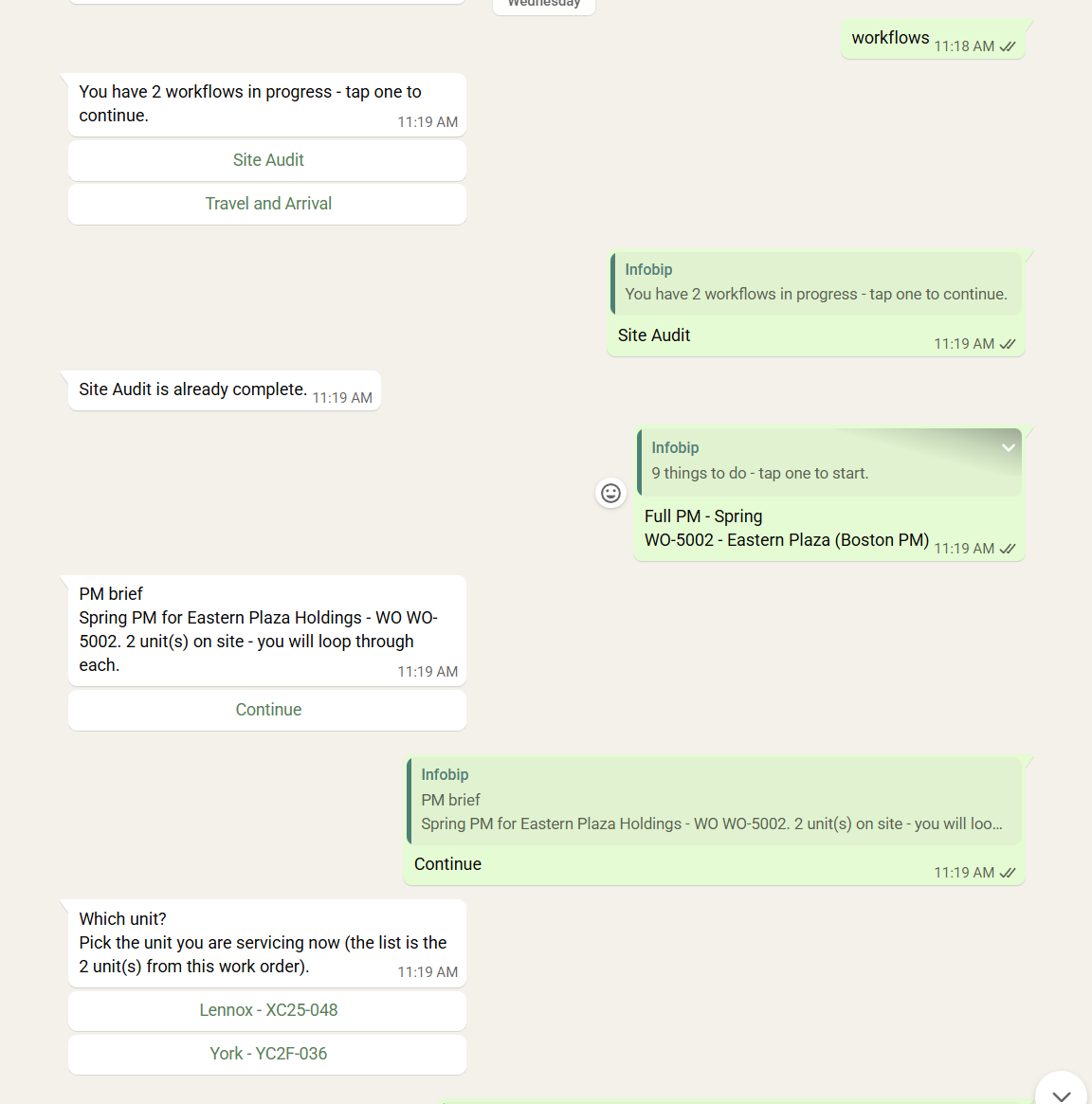Field Workflow via WhatsApp