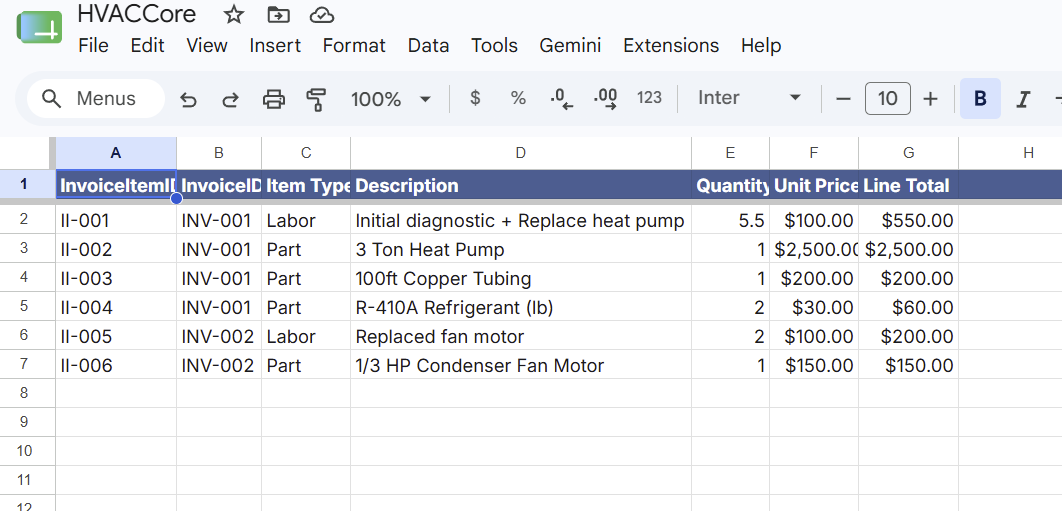Google Sheets, connected