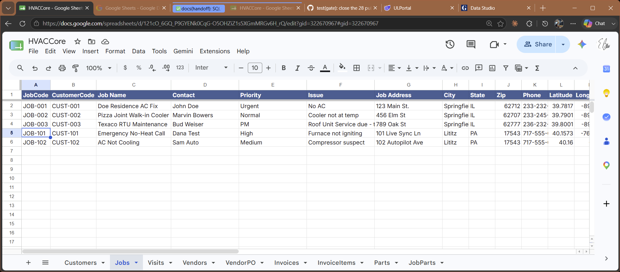 Google Sheets, connected