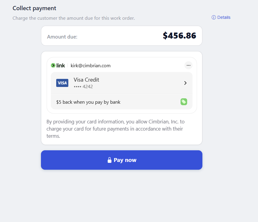 Payment over mobile for trades