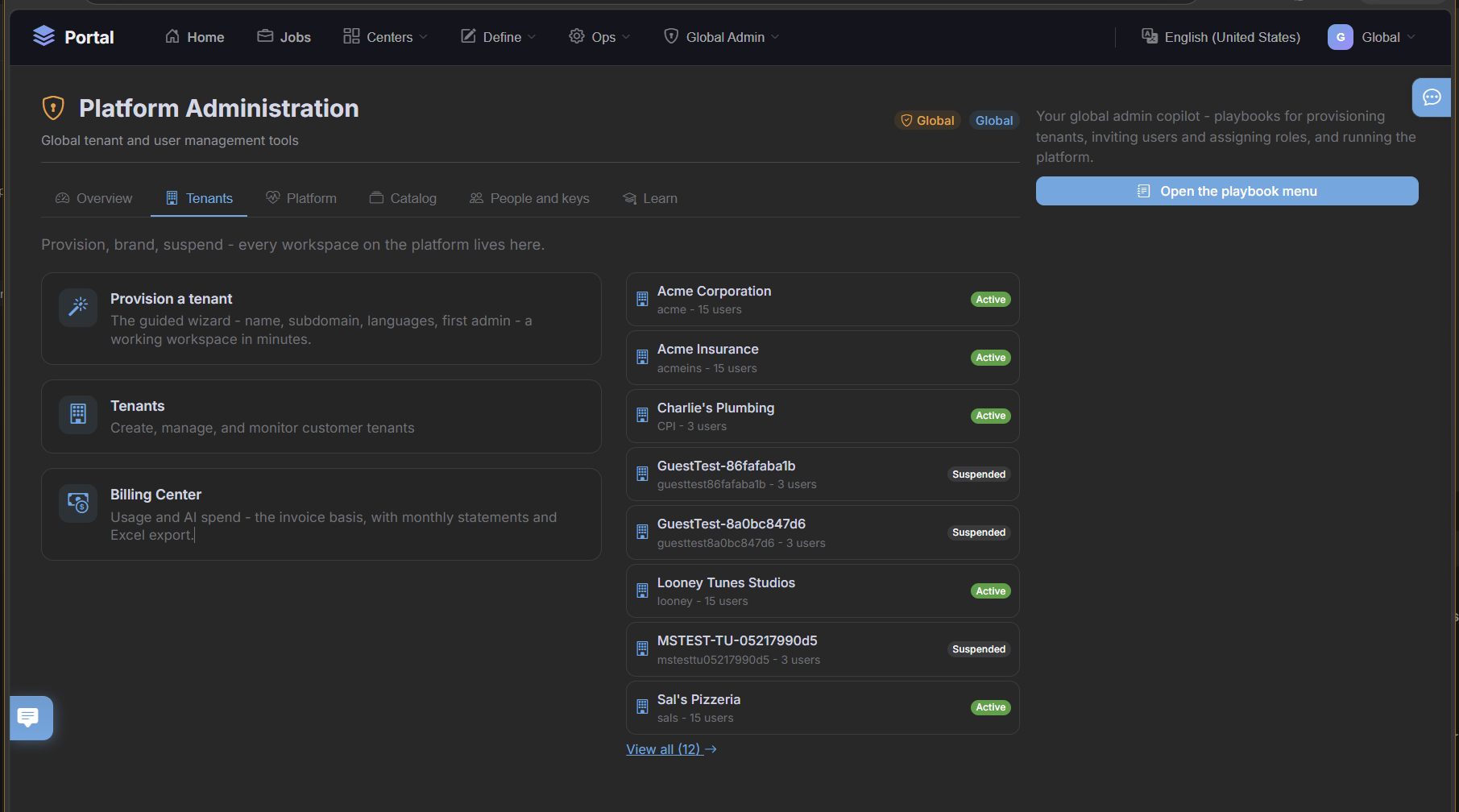 Global admin & platform ops