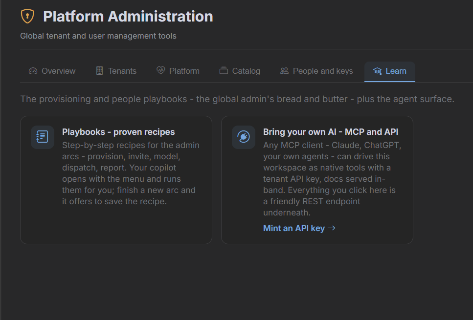 Global admin & platform ops