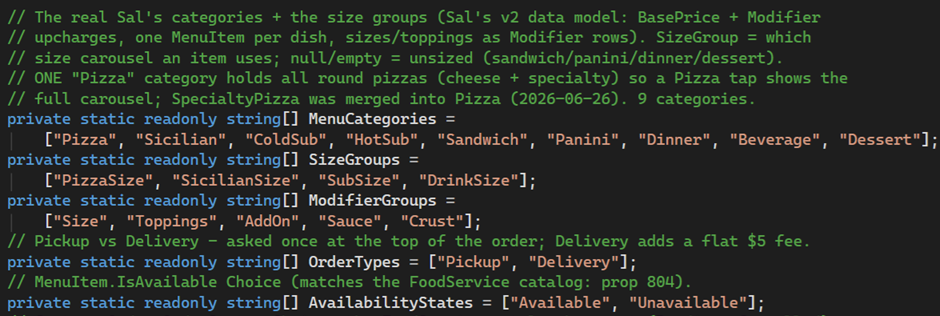 Sal's Pizza — order over messaging