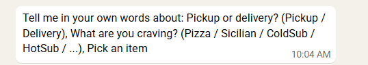 Sal's Pizza — order over messaging